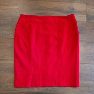 Shape FX Pencil Skirt Size 16 Red Knit Stretch Classic Seam Detail Shaping